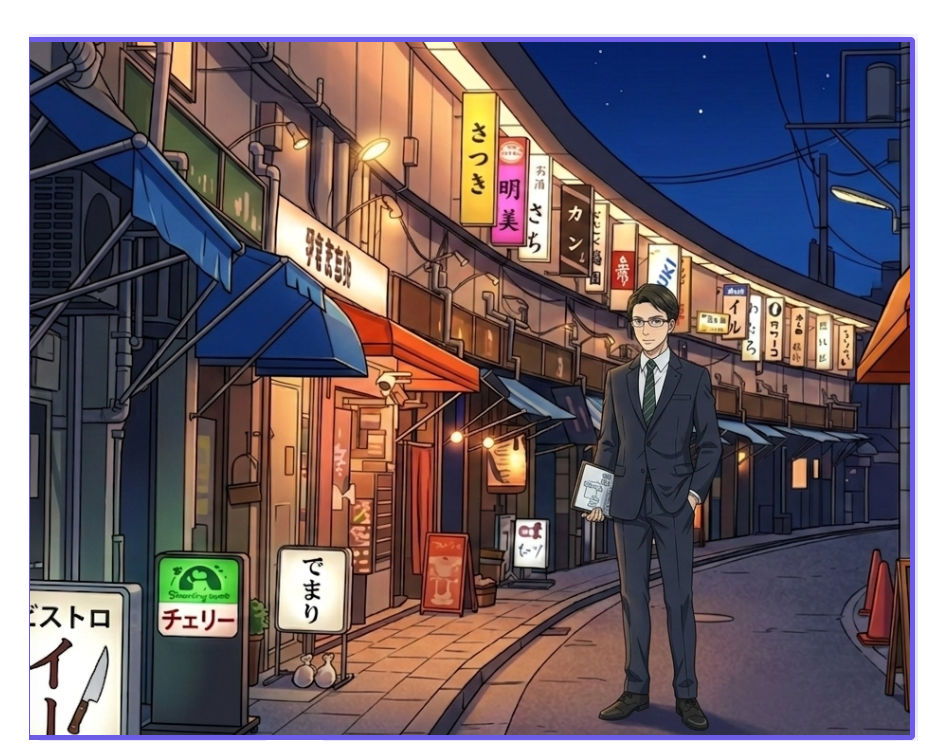 合成後 — キャラクターと背景が馴染んだ完成画